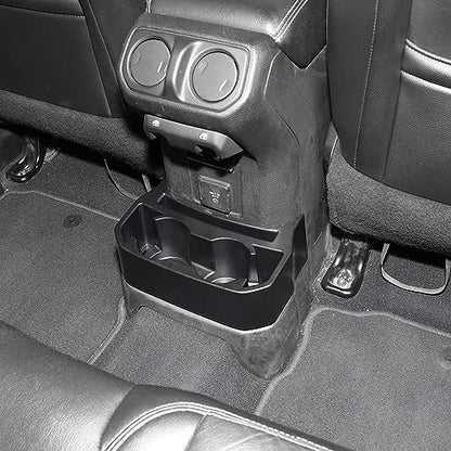 Jimen for JL Rear Cup Holder, Dual Extra Cup Holder Organizer Tray Drink Holder for Back Seat Compatible with Jeep Wrangler JL JLU & Gladiator JT 2018-2025