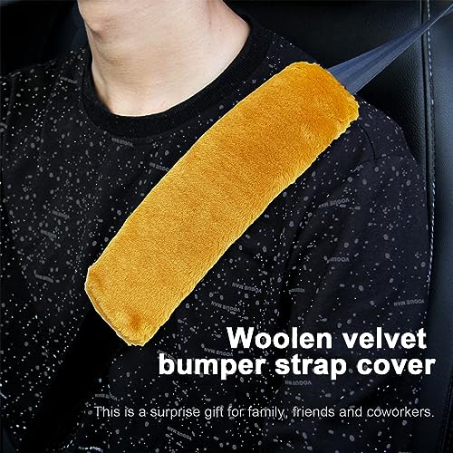 Ziciner 2 Packs Car Seatbelt Covers Shoulder Pad, Universal Soft Faux Sheepskin Shoulder Cover for Comfortable Driving, Fluffy Seat Belt Protector Help to Protect Your Neck and Shoulder (Camel) - color: Camel