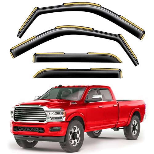 in-Channel Window Rain Guards Fit for Truck Dodge RAM 2500 3500 2019-2026 Crew Cab Extra Durable Window Visors Window Deflectors Vent Visors Vent Shades Car Accessories-4 pcs 2-Q07 - size: Fit for 2019-2026 Dodge RAM 2500 3500 Crew Cab