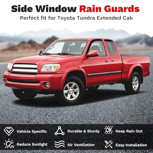Canvcle Tundra Rain Guards - Window Visors for Toyota Tundra Extended Cab/Access Cab 2000-2006, Outside-Mount Tape-On Side Window Wind Deflectors for Tundra Accessories, Vent Visors Shades Rainproof - size: Toyota Tundra 2000-2006