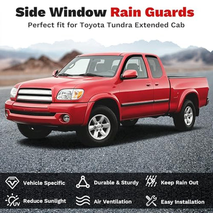Canvcle Tundra Rain Guards - Window Visors for Toyota Tundra Extended Cab/Access Cab 2000-2006, Outside-Mount Tape-On Side Window Wind Deflectors for Tundra Accessories, Vent Visors Shades Rainproof - size: Toyota Tundra 2000-2006