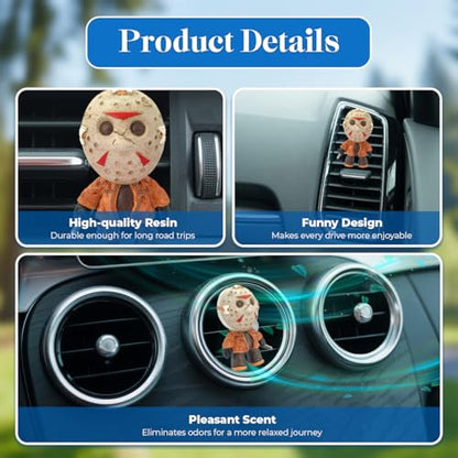 GENANY 3D Resin Horror Movie Killer Character Car Air Freshener Vent Clips, Spooky Car Freshener, Horror Air Freshener, Gothic Gifts for Women and Men, Cool Spring Gifts For Horror Fans - style: 06. Masked Character