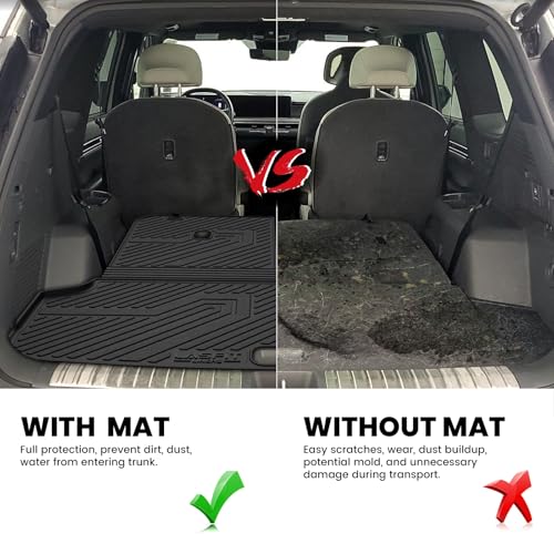 LASFIT Backrest & Cargo Mats for Kia EV9 2024-2026, All Weather TPE Easy Clean Durable No-Curling Custom Fit for Kia EV9 2026 2025 2024 Trunk Liners & Seatback, Black - size: 3)For Kia EV9 | 2024-2026 | Cargo