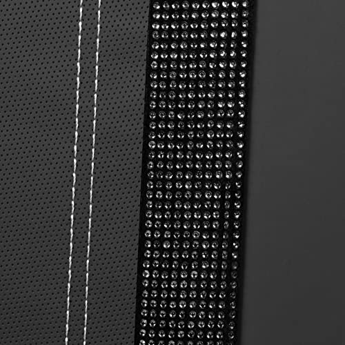 CAR PASS Bling Rhinestone Leather Back Seat Cover, Waterproof Bench Rear Seat Cover Shining Diamond Universal Fit Automotive Glitter Crystal Sparkle Strips for Kid Women Girl, Black Diamond - color: Black Rear, size: Rear Seats