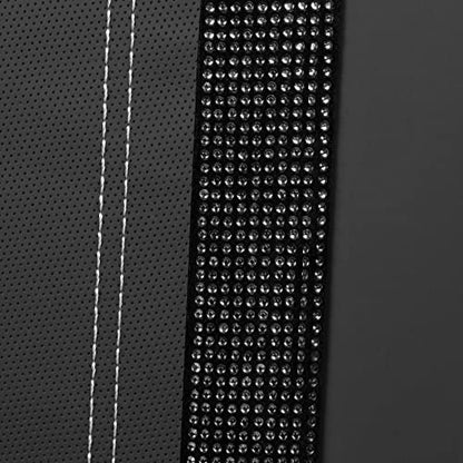 CAR PASS Bling Rhinestone Leather Back Seat Cover, Waterproof Bench Rear Seat Cover Shining Diamond Universal Fit Automotive Glitter Crystal Sparkle Strips for Kid Women Girl, Black Diamond - color: Black Rear, size: Rear Seats