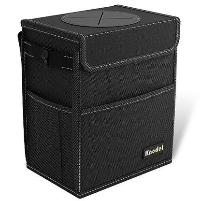 K KNODEL 2 Gallon Black Leak-Proof Waterproof Car Trash Can with Lid - color: Black, size: Medium