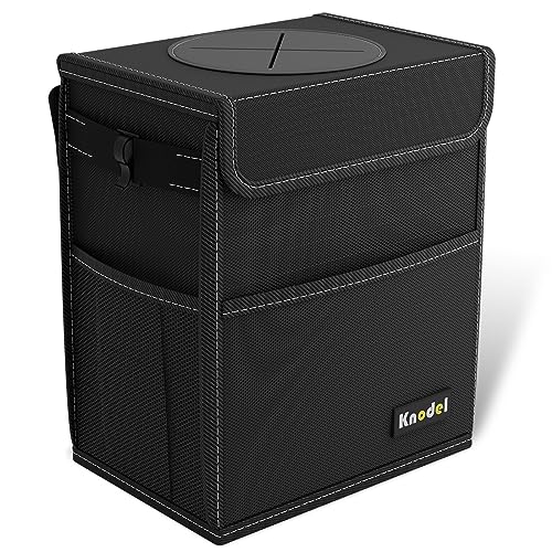 K KNODEL 2 Gallon Black Leak-Proof Waterproof Car Trash Can with Lid - color: Black, size: Medium