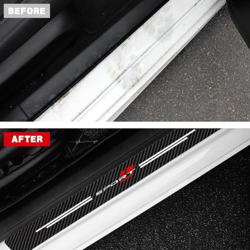 4 Pcs Car Door Sill Protector for Honda CRV Hybrid 2023-2026, Scuff Plate Guards Carbon Fiber Leather Anti-Scratch Decorative Entry Step Stickers