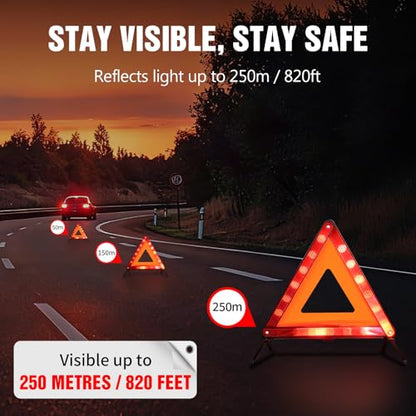 XOOL Warning Triangle, Emergency Warning Triangles for Vehicles, Reflective Triangle, Emergency Warning Reflector Safety Triangle Kit with Carry Case, 3-Pack - color: 3Pack-Warning Triangle Kit