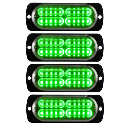 4PCS Strobe Lights for Truck 12-24V 20 LED Slim Surface Mount Emergency Flashing Lights for Vehicles for Car Truck Vehicle SUV ATV, Caution Hazard Warning Light IP68 Waterproof (Green) - color: Green