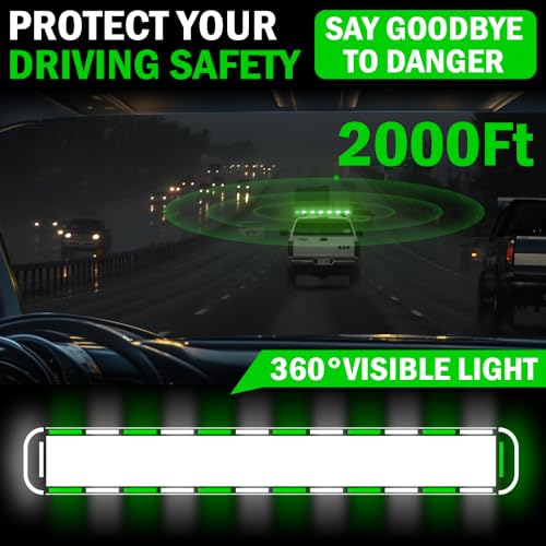 ASPL 53 inch 260 LED Low Profile Rooftop Strobe Lights Bar High Intensity Emergency Warning Flashing Beacon Snow Plow Light Traffic Advisor Car Hazard Construction Roof Lights Bars (Green/White) - color: Green/White