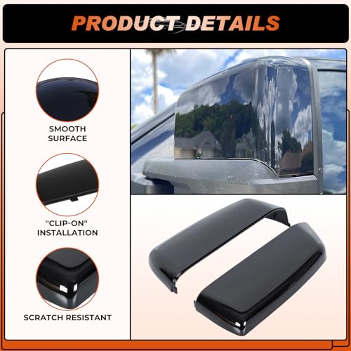 ACLONG Tow Mirror Cover Caps Glossy Black Left & Right Rearview Side Mirror Caps Fit for Chevy Silverado GMC Sierra 2014 2015 2016 2017 2018 2019-1Pair - size: Fit for Chevy Silverado 2014-2019
