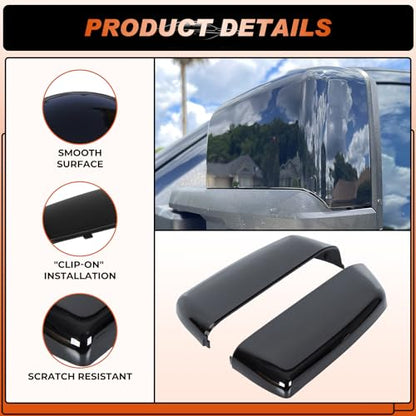 ACLONG Tow Mirror Cover Caps Glossy Black Left & Right Rearview Side Mirror Caps Fit for Chevy Silverado GMC Sierra 2014 2015 2016 2017 2018 2019-1Pair - size: Fit for Chevy Silverado 2014-2019