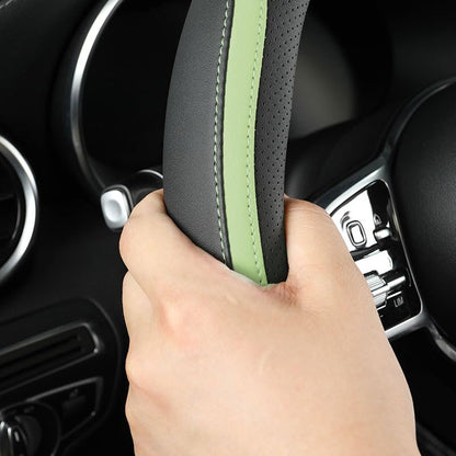 Car Steering Wheel Cover, Leather Steering Wheel Cover Green Universal 14.5-15 Inch Microfiber Leather Anti-Slip Breathable Auto Steering Wheel Covers for Men Women (Black&Green) - color: Green