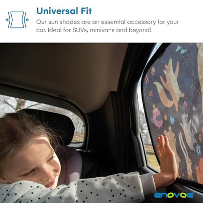 Window Sun Shade for Baby - Sun Blocker Cover and Visor for Car Side Windows - Shield Protector - Sunshades for Rear Windows - Cartoon Animal Design (2 Pack) 19"x12" - size: 19x12"