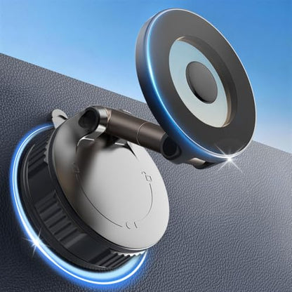 Vooii Phone Holders for Your Car for Magsafe (130+LB Strongest Ever Suction & 3000gf Magnetic) 360° Adjustable Vacuum Car Phone Mount, Car Phone Holder for iPhone 17 Pro Max 16 15 14 13 12 Air Plus - color: Black