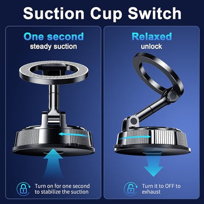 Qifutan for MagSafe Car Phone Holder Mount Phone Mount for Car Windshield Dashboard Air Vent Universal Hands Free Automobile Cell Phone Holder Fit for iPhone Smartphone Camera Mounts - style: Dash-E