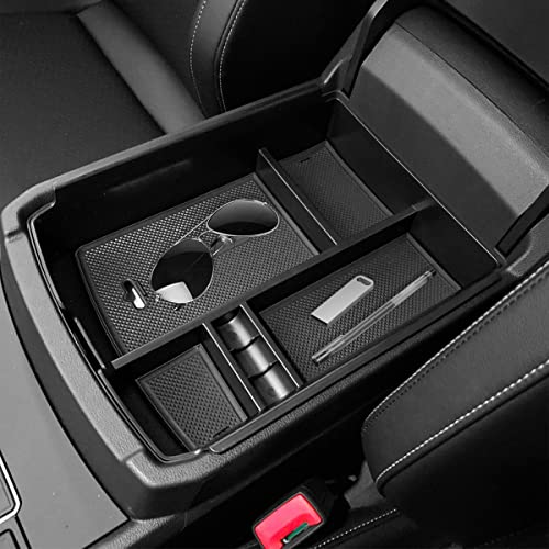 Center Console Organizer Tray Compatible with Atlas Accessories 2018 2019 2020 2021 2022 2023 Cross Sport Armrest Glove Box Secondary Storage Divider ABS Materials - Black Trim