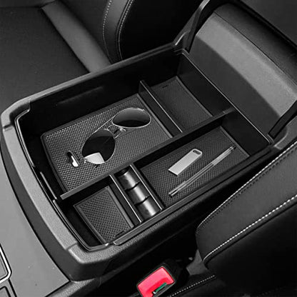 Center Console Organizer Tray Compatible with Atlas Accessories 2018 2019 2020 2021 2022 2023 Cross Sport Armrest Glove Box Secondary Storage Divider ABS Materials - Black Trim