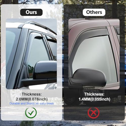 Nilight in-Channel Rain Guards for Frontier Crew Cab 2022-2026, Vent Window Visors, Low Profile Wind Deflectors for Rain & Fresh Air Ventilation, Smoke Tinted, 4PCS - size: Nissan Frontier 2022-2026