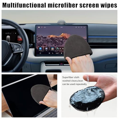 Ohleats Car Screen Cleaner, 4.72×3.93" Triangle Microfiber Auto Screen Cleaning Pad, Foldable Touch Screen Cleaner Cloth for Vehicle Dashboard LCD Display, Interior Car Accessories - color: Triangle,1Pcs