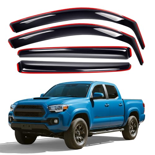 in-Channel Rain Guards for 2016-2023 Tacoma Double Cab, Window Deflectors Window Visors for Tacoma Accessories 2016-2023, 4 Full-Size Doors - size: 2016-2023 Tacoma Double Cab