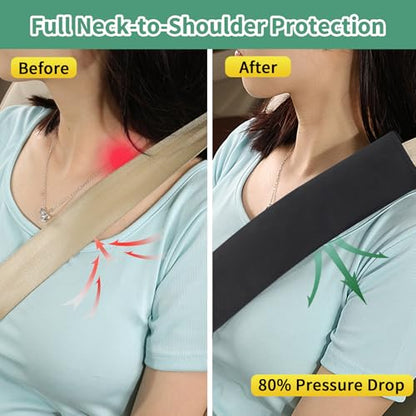 2PCS Car Seat Belt Cover Pad 15 Inch Long, Slim Car Seat Shoulder Strap Pads, Soft Velvet Fluffy Seatbelt Cushion Protect Neck&Shoulder, Thin Car Seatbelt Covers Pad Universal Fit Most Vehicles(Black) - color: Black-2PC
