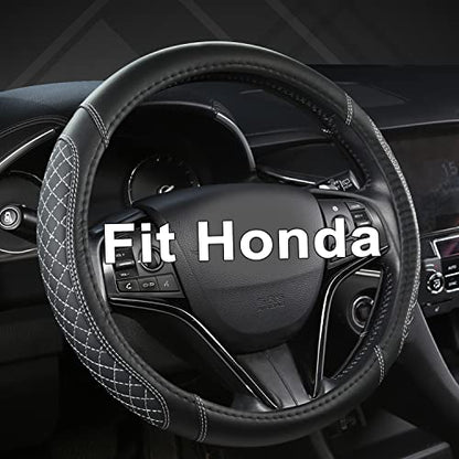 West Llama Customized Auto Car Steering Wheel Cover for Honda(Black+Gray-Standard Size) - color: C-gray-1, size: Standard size (14 Â½''-15'')