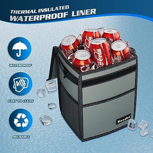 K KNODEL Car Trash Can, Waterproof Garbage Can, Trash Bag with Lid, Leak-Proof Car Bin, Trash Hanging Bag for SUV (Medium, Gray) - color: Gray, size: Medium