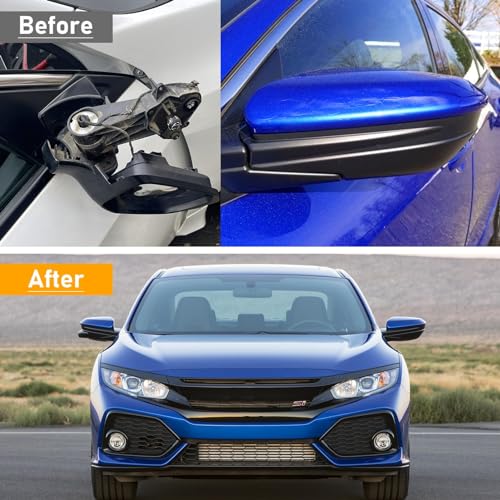 Moonlinks Compatible with 2016-2021 Honda Civic Side Mirror Cover Replacement,Aegean Blue Metallic LH & RH Side Door Rearview Mirror Cap Trim for 10th Gen Civic,2019-2022 Insight (1 Pair) - size: 10th-pair Blue
