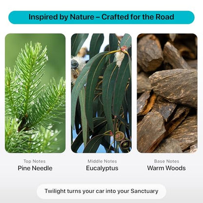 Luxury Car Air Freshener - Aesthetic Car Accessories - Twilight (Pine & Eucalyptus) - REACH & CA Prop 65 Compliant - Formulated Without Phthalates & Benzene - Premium New Car Gift