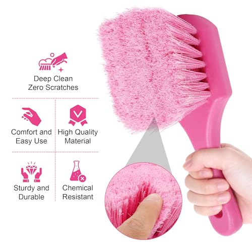 Pink Tire Brush for Women – 8.2" Soft Flagged-Tip Tire Cleaning Brush, Gentle on Wheels & Rims, Cars, Trucks & Motorcycles