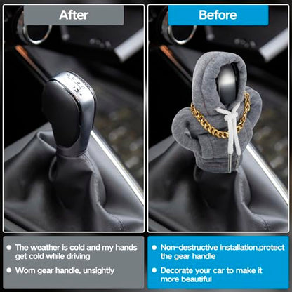 Funny Gear Shift Hoodie Cover, Car Shifter Knob Sweatshirt, Universal Stick Shift Cover for Car Gear Handle - color: Grey