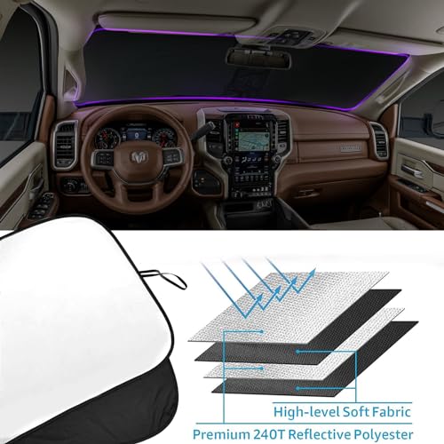 2026 Upgrade Front Windshield Sunshade Fit for Dodge RAM 1500 2010-2025 2026 Foldable Car Shade Automotive Windshield Sunshades for Dodge RAM 1500 Accessories |Keeps Your Vehicle Cool| - size: Fit for Dodge RAM 1500 2010-2025
