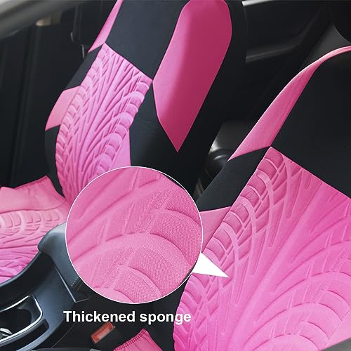 2PCS Car Seat Covers for Front Seats, Breathable Waterproof Polyester Split Automotive Cushion Cover, Vehicle Seat Protectors Driver Interior Accessories Universal for Most Cars, SUV (Pink/Front)