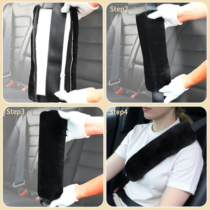Aegis Cover Sheepskin Seat Belt Cover, Premium Australian Merino Wool Padding, Ultra-Soft & Durability, 0.5" Thick Seat Belt Pads, Universal Fit for Car, Truck, SUV 2Pack (Sand) - color: SAND