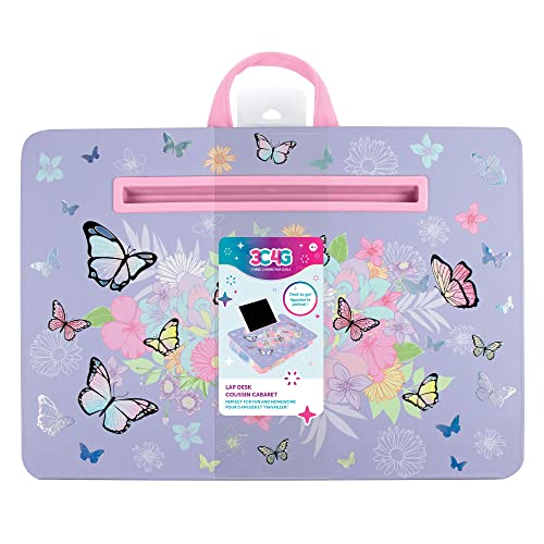 3C4G THREE CHEERS FOR GIRLS Butterly Lap Desk-Lap Desk with Cushion for Kids - Large Laptop Surface with Cushion - KidsTravel Tray for Car with Storage for Tables, Pens & More
