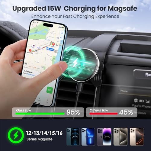 Kaishengyuan Wireless Charger Magnetic Vent Phone Mount Compatible with 2015-2020 Ford F-150, 2017-2021 Super Duty & 2018-2021 Expedition Metal Phone Holder Cradles Bracket Stand for All Smartphone - style: Magnetic Charge