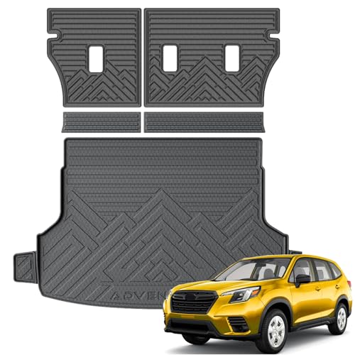 KUST Trunk Cargo Mat for 2025 2026 Subaru Forester (Not for Hybrid or Wilderness), Rubber Cargo Liner & Backrest Mat Set for Forester Accessories Rear Trunk Liner Back Seat Protector, High Edge, 5PCS - style: Forester 2025-2026 │ Trunk + Backrest Mat
