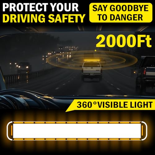 ASPL 53 inch 260 LED Low Profile Rooftop Strobe Lights Bar High Intensity Emergency Warning Flashing Beacon Snow Plow Light Traffic Advisor Car Hazard Construction Roof Lights Bars (Amber) - color: Amber