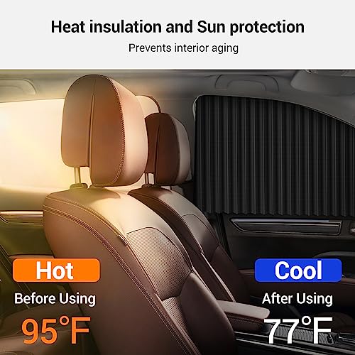ZATOOTO Car Window Shades for Side Window 4 Pack Magnetic Car Curtains for Privacy Car Window Covers Blackout Blinds Upgrade to a Classy Ride for Camping Sleeping - color: Black Faux Silk Louvered–Full Set 4PCS