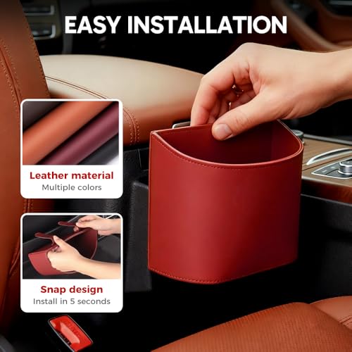Universal Leather Car Door Cup Holder Trash Can, Leakproof Car Trash Bin,Multifunctional Back Seat Car Organizer for Hold Phones, Snacks, Drinks (A-White) - color: A-White