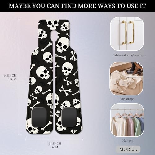 PU Leather Car Seat Hook, Storage Headrest Hanger, Cute Car Backseat Organizer, Car Hooks For Purses and Bags White Skull Black - color: White Skull Black