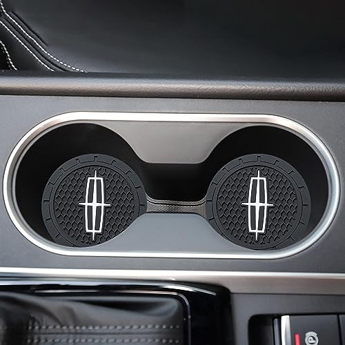 Car Cup Holder Coaster for Lincoln Recessed Silicone Cupholder Coaster Interior Accessories 2.75in 2Pack - color: Black-11