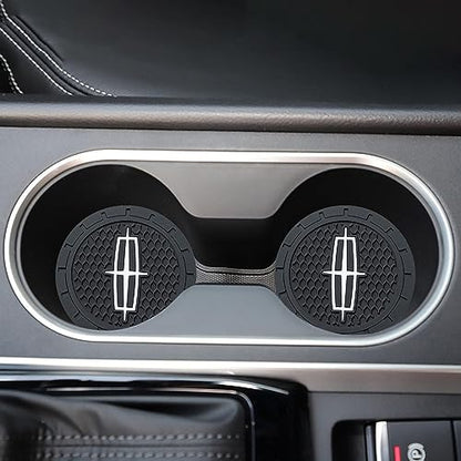Car Cup Holder Coaster for Lincoln Recessed Silicone Cupholder Coaster Interior Accessories 2.75in 2Pack - color: Black-11