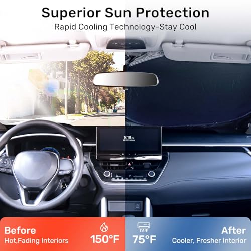 2025 Upgraded Zanch Car Front Windshield Sun Shade - Ultimate Uv Protection & Heat Reductionlinnovative No-Light Leakage TechnologylFoldable DesignPerfect Fit for Sedan, Small(59" x 29") - size: S-Sedan/Hatchback/Coupe