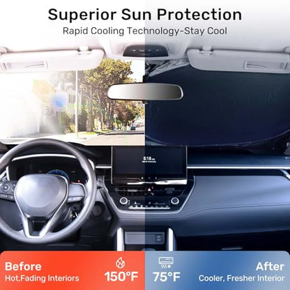 2025 Upgraded Zanch Car Front Windshield Sun Shade - Ultimate Uv Protection & Heat Reductionlinnovative No-Light Leakage TechnologylFoldable DesignPerfect Fit for Sedan, Small(59" x 29") - size: S-Sedan/Hatchback/Coupe