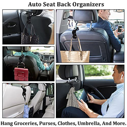 Dermasy 2 Pack Car Hooks, 2021 New Bling Rhinestones Crystal Hooks Car Decorations Auto Seat Back Organizers Strong and Durable Backseat Hanger Storage Universal for SUV Truck Vehicle (Black)