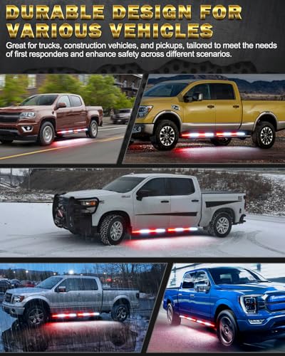 LUMENIX 70 Inch Emergency Running Board Rigid Strobe Lights Strip Bar 864 LED Flashing Warning Firefighter Light with Controller for First Responder Vehicles POV Fire Trucks Pickups Cars - color: Red and White