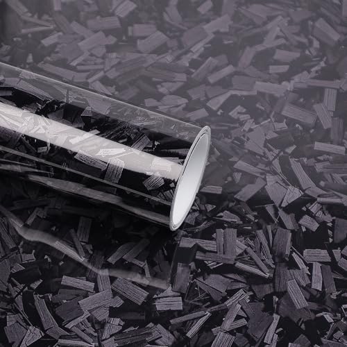Lypumso Black Forged Carbon Fiber Vinyl Wrap, High Gloss Car Wrap Vinyl Film with Bubble Free Air Release Technology DIY Auto Decoration Sticker 1ft x 10ft - color: High Gloss Black, size: 1ft x 10ft